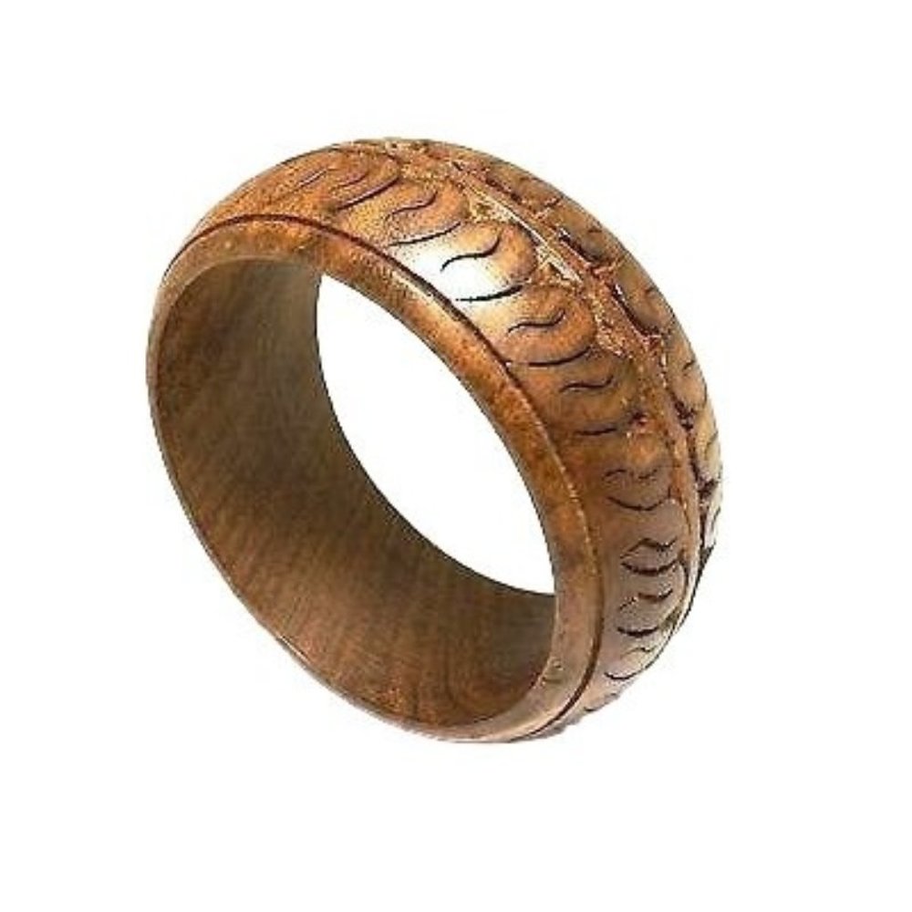 Wooden Carved Bangle Bracelet Ethnic Vintage Jewelry sustainable Fashion Gift